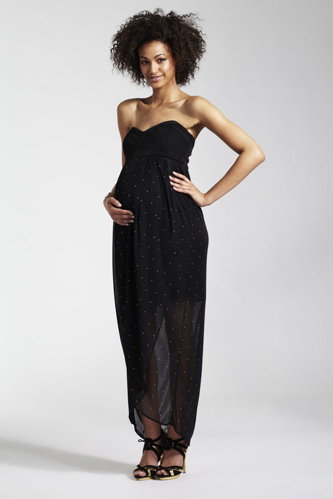 Rock a Bye Rosie Lexia Black Bandeau Maxi Maternity Dress