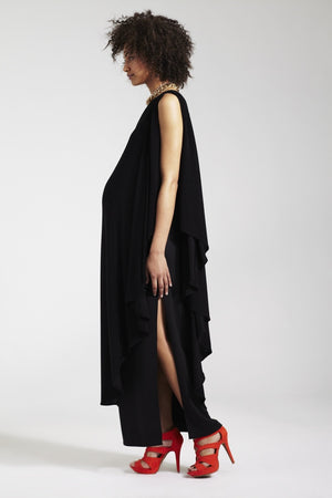 Rock a Bye Rosie Black Chiffon Whitney Maternity Dress