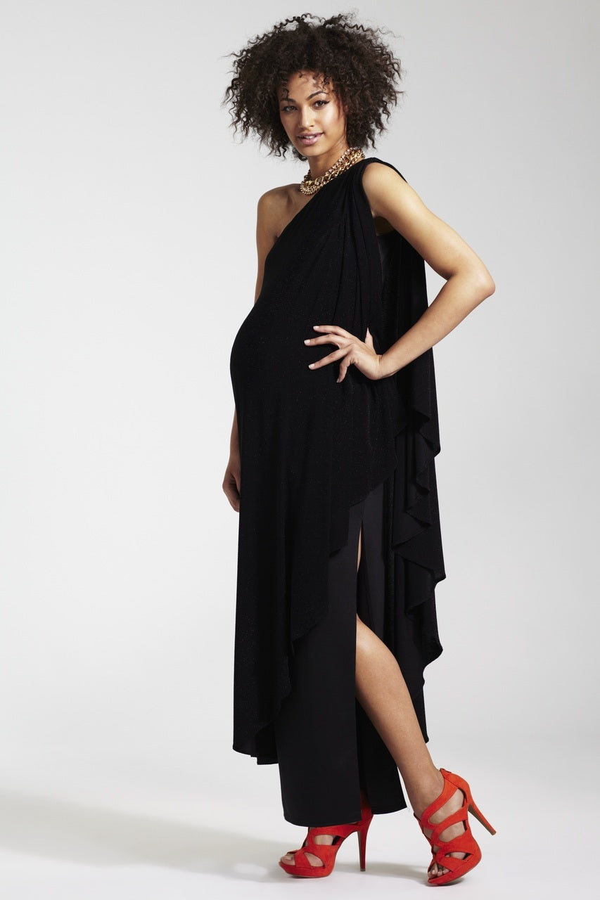 Rock a Bye Rosie Black Chiffon Whitney Maternity Dress