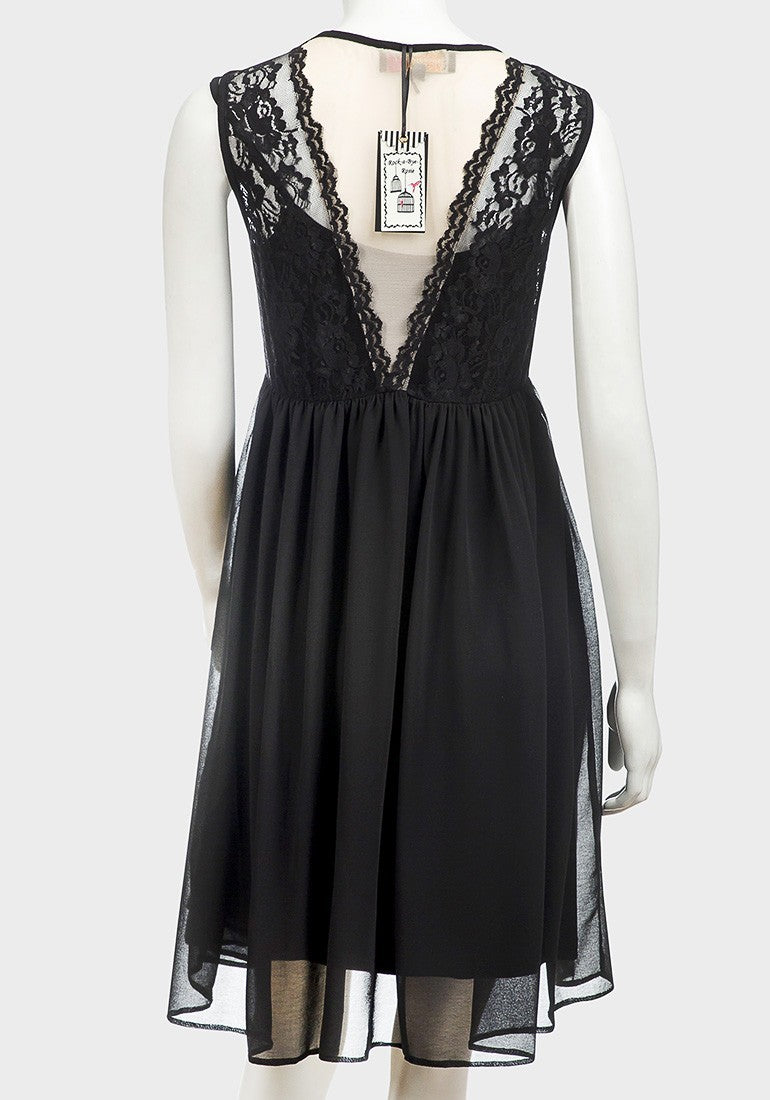 Rock a Bye Rosie Crystal Black Lace Smock Maternity Dress