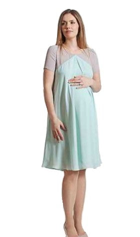 Fashionably Pregnant Rock a Bye Rosie Demi Mint Grey Colour Block Chiffon Swing Maternity Dress