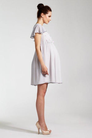 Rock a Bye Rosie Grey Chiffon and Sequin Daisy Maternity Dress