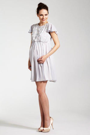 Rock a Bye Rosie Grey Chiffon and Sequin Daisy Maternity Dress