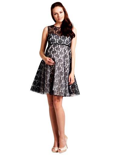 Rock-a-Bye Rosie Lizzie Black & White Lace Maternity Dress