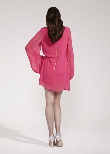 Rock-a-Bye Rosie Lolly Pop Pink Shift Dress with Bell Sleeves