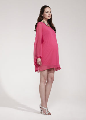 Rock-a-Bye Rosie Lolly Pop Pink Shift Dress with Bell Sleeves