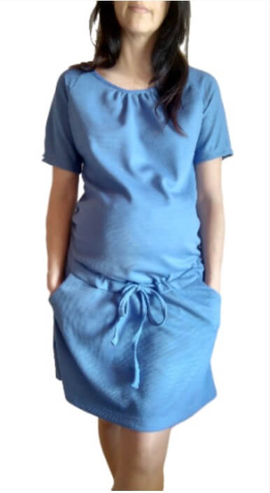 Blue Fashionably Pregnant Yellow Under the bump drawstring dress summer