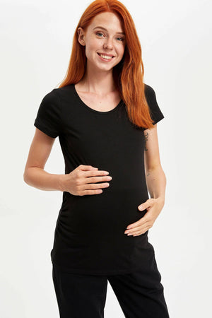 Slim Fit Black Maternity T-Shirt