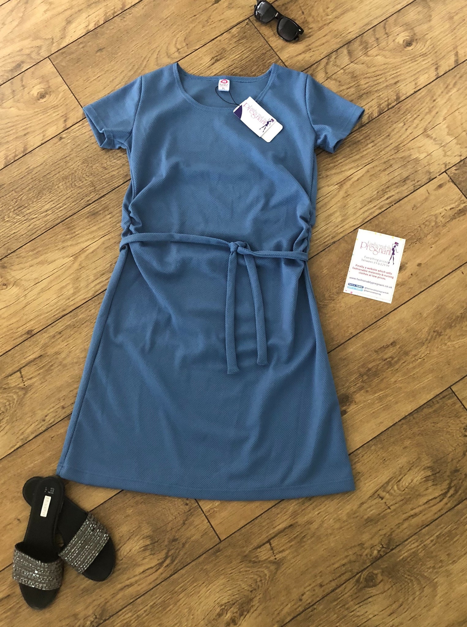 Lucina Maternity Dress with Belt Available in 3 Colour Options Yellow/Blue/Green