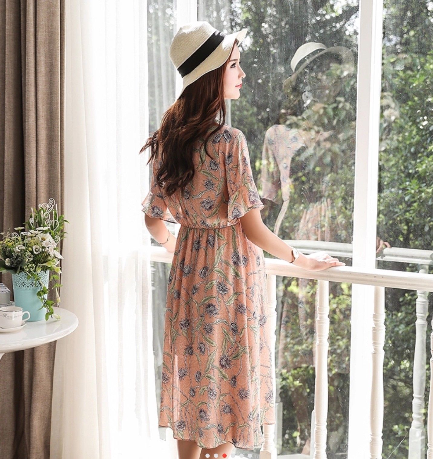 Flute Sleeve Maternity Tea Dress