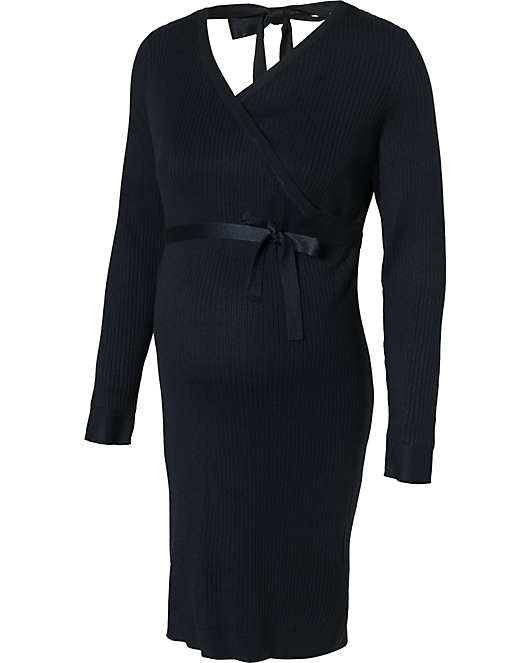 Fashionably pregnant maternity and nursing online boutique pregnancy and breastfeeding clothing specialists. Mamalicious navy blue winter knit warm jumper dress, belt long sleeves maternity casual lockdown smart uk free delivery breastfeeding 