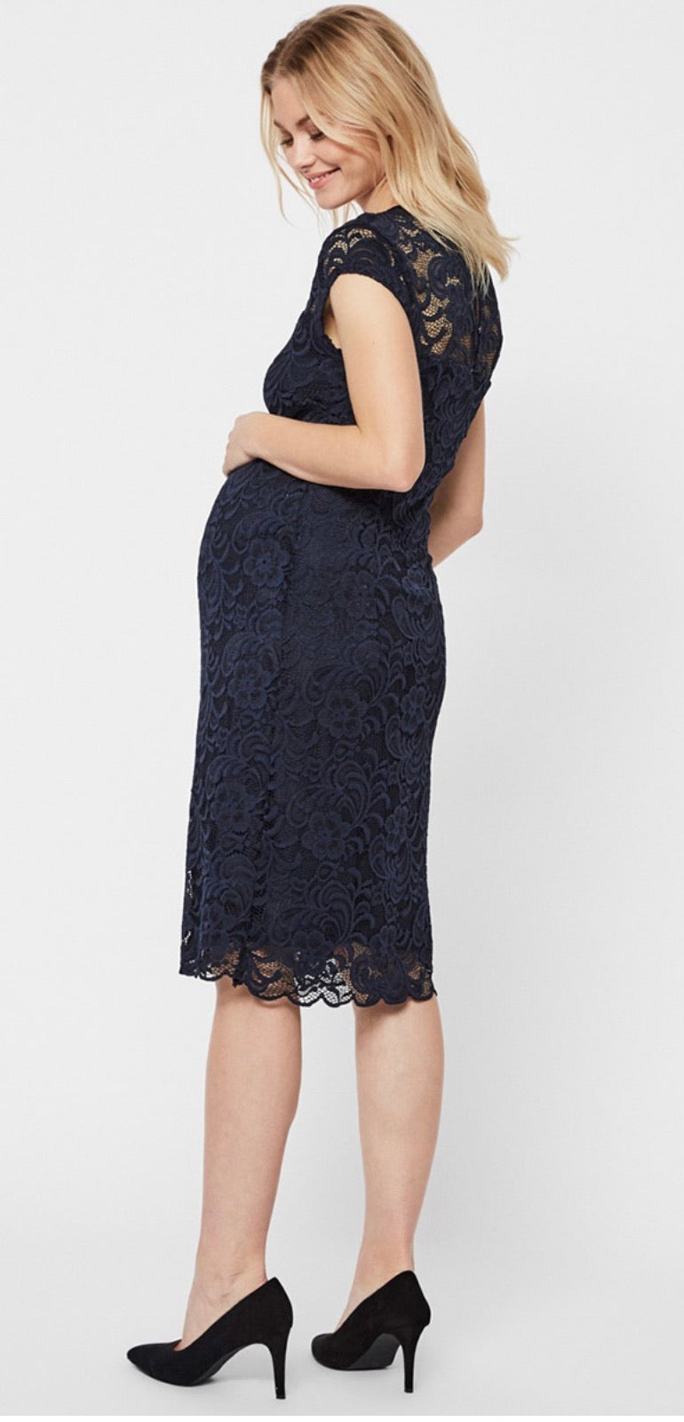 Mamalicious Navy Cap Lace Dress – Fashionably Pregnant