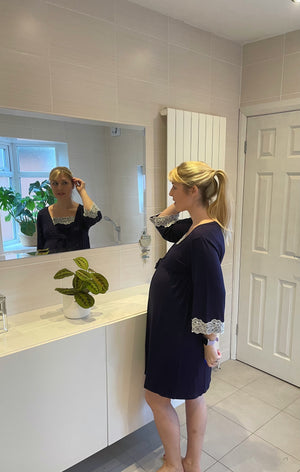 Maternity and Nursing Nightdress and Dressing Gown Set