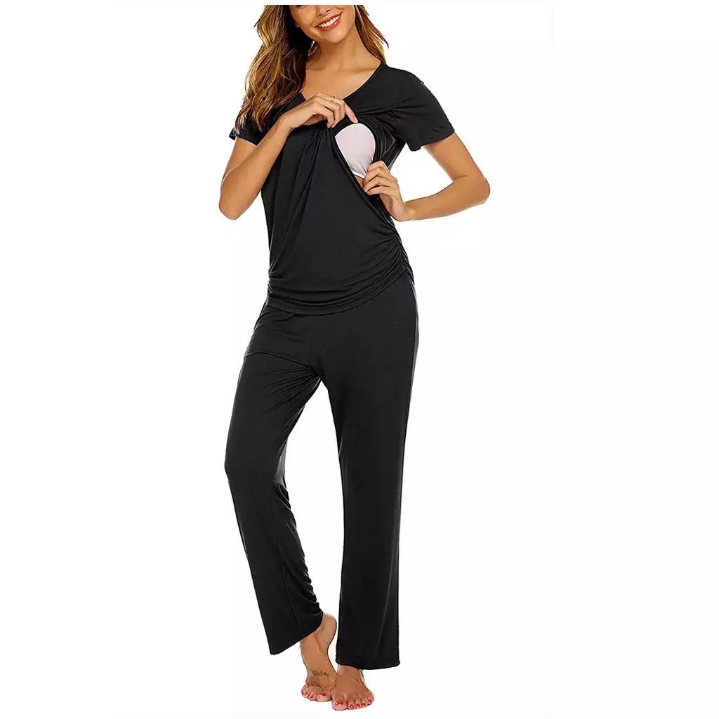 Fashionably Pregnant online UK maternity and nursing boutique specialists in maternity and nursing clothes. Hospital bag loungewear pyjamas pregnancy nightie nursing breastfeeding pyjamas black short sleeve Baby shower wedding guest and special occasion maternity dresses maternity tops jeans swimwear jumpers breastfeeding tops dresses gifts pregnant black