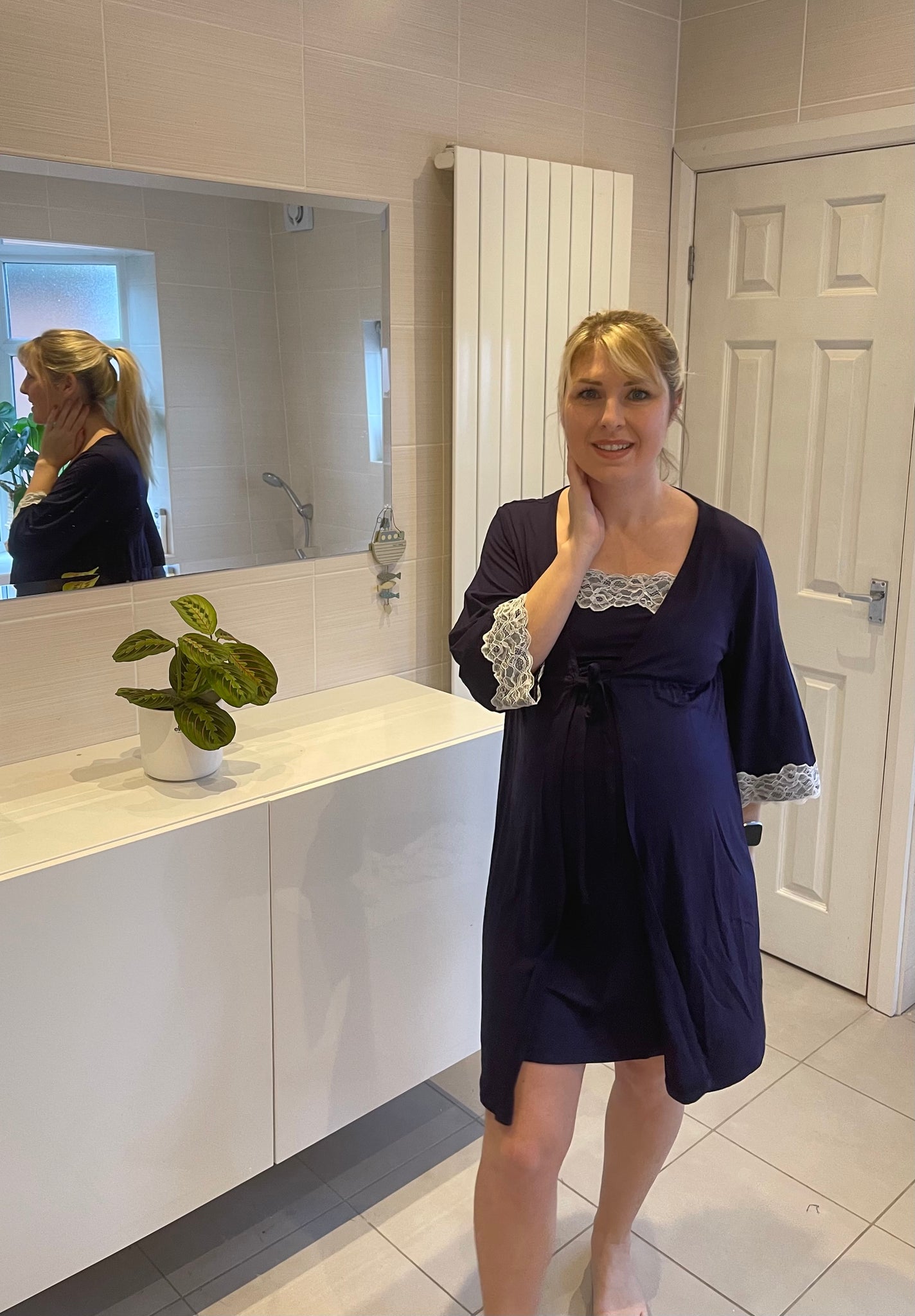 Maternity and Nursing Nightdress and Dressing Gown Set
