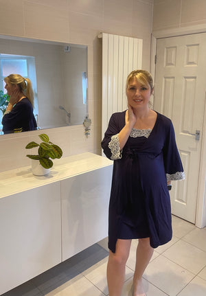 Maternity and Nursing Nightdress and Dressing Gown Set