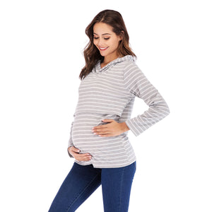 Striped Nursing Hoody Grey