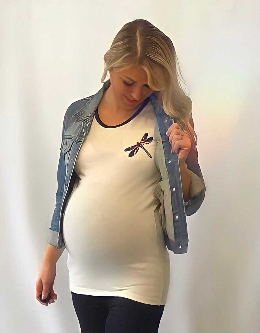 Fashionably pregnant maternity top tshirt mamalicious summer white uk free delivery