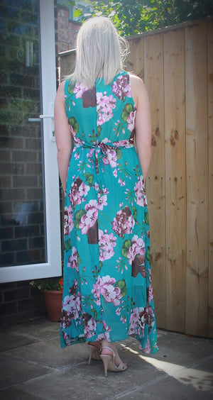 Summer Sun Blushed Floral Maternity Maxi Dress - Orange/Green
