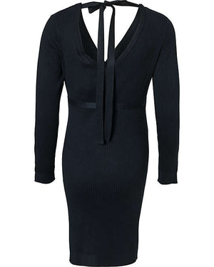 Fashionably pregnant maternity and nursing online boutique pregnancy and breastfeeding clothing specialists. Mamalicious navy blue winter knit warm jumper dress, belt long sleeves maternity casual lockdown smart uk free delivery breastfeeding 