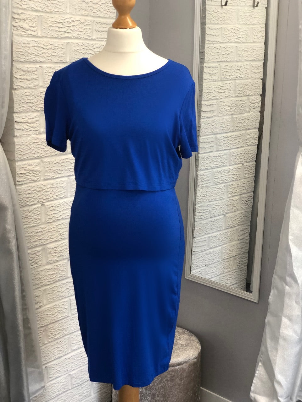 Plain Blue Nursing maternity Summer Cotton Sun Dress
