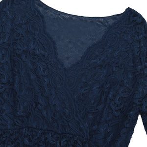 Maternity Lace Party Dress - Navy Blue