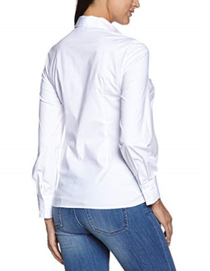 Lucina Maternity White Shirt long sleeve button classic collar fitted cotton