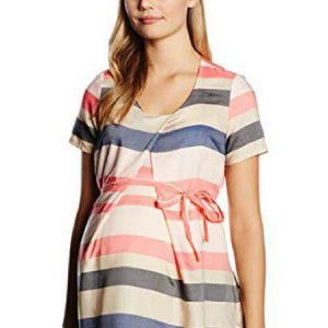 Mamalicious Peach & Navy Stripe Maternity Top