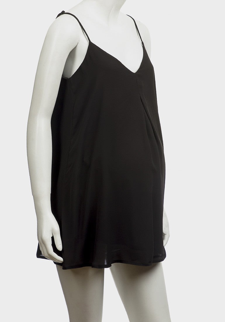 Rock a Bye Rosie Anastasia Black Pleat Front Swing Cami Maternity Top